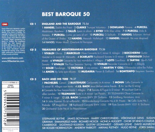 Academy Of Ancient Music: Works By Handel-Js Bach-Vivaldi-50 Best Baroque [3CD]