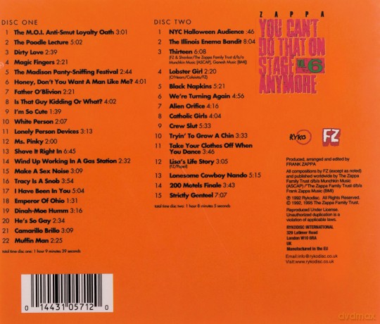 Frank Zappa: You Can't Do That On Stage Anymore Vol. 6 [2CD]