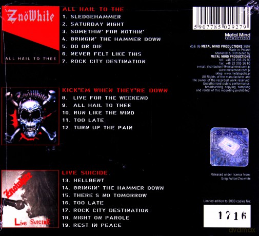 Znowhite: All Hail To Thee / Kick'em When They're Down / Live Suicide (Reedycja) (digipack) [CD]