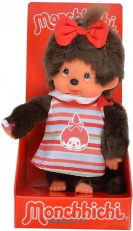Monchhichi Dziewczynka w kolorowej sukience i kokardce