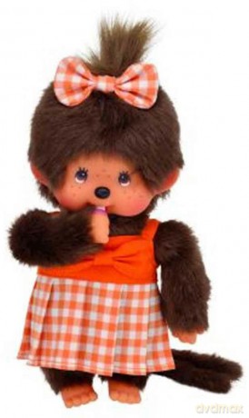 Monchhichi Dziewczynka w pomarańczowej sukience i kokardce