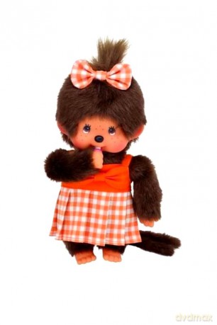 Monchhichi Dziewczynka w pomarańczowej sukience i kokardce