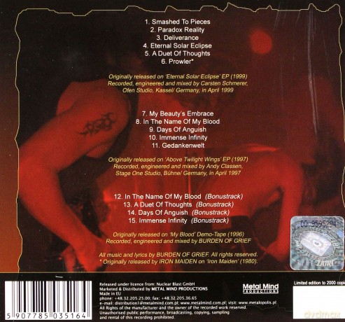 Burden Of Grief: Haunting Requiems (Remastered + Bonus Tracks) (digipack) [CD]