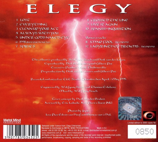 Elegy: Lost (Remastered + Bonus Tracks) (digipack) [CD]
