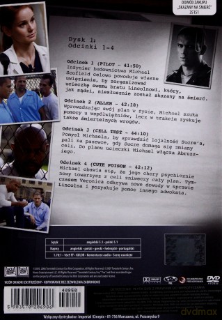 Prison Break: Skazany na śmierć Sezon 1 odcinki 1-4 [DVD]