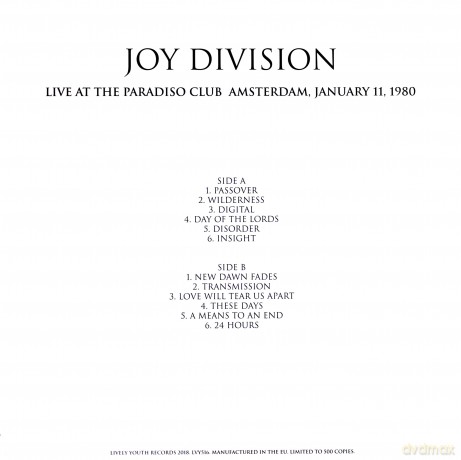 Joy Division: Live At The Paradiso Club. Amsterdam. January 11. 1980 [Winyl]