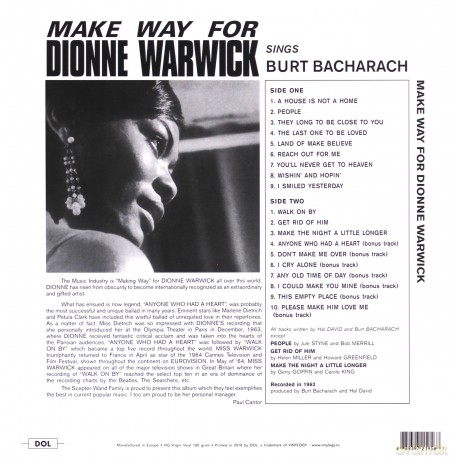 Dionne Warwick: Make Way For Dionne Warwick Sings Burt Bacharach [Winyl]