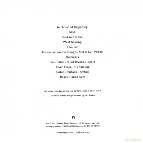 Nils Frahm: Spaces [CD]