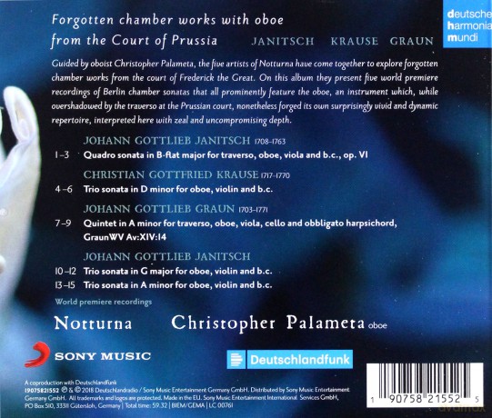Ensemble Notturna: Forgotten Chamber Works with Oboe from the Court of Prussia [CD]