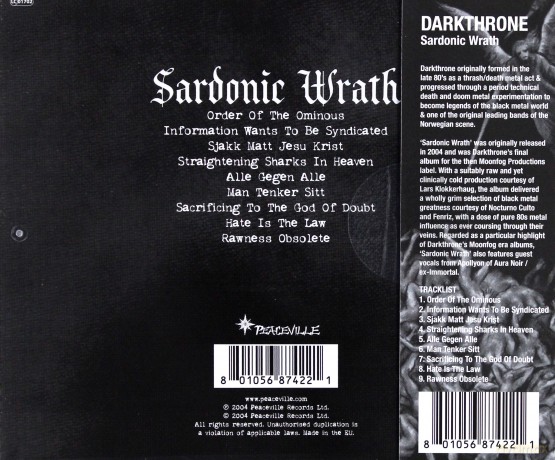 Darkthrone: Sardonic Wrath [CD]