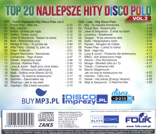 TOP 20 Najlepsze Hity Disco Polo vol. 3 [2CD]