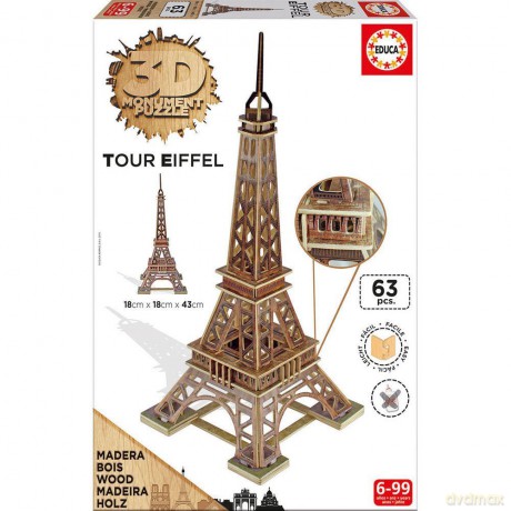 Puzzle 3D Monument Wieża Eiffla 63 el. [PUZZLE]