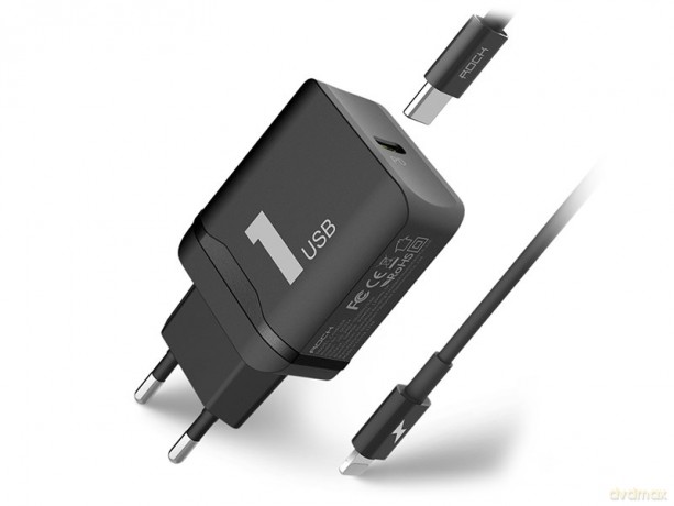 Ładowarka Sieciowa USB-C PD +Kabel Lightning (Rock)