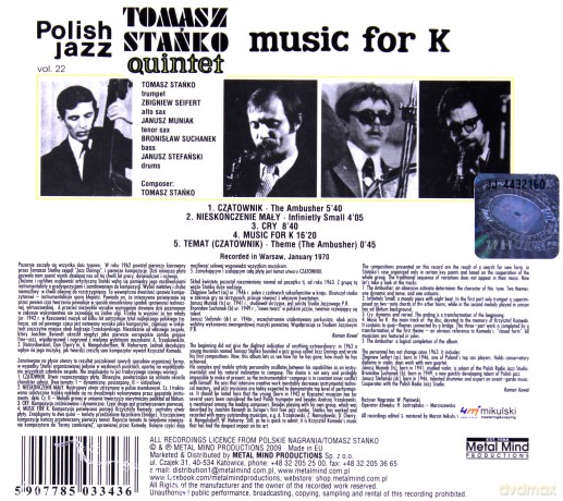Tomasz Stańko: Music For K (Remastered) (digipack) [CD]