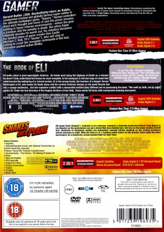 Gamer / Snakes on a Plane / The Book of Eli [DVD]