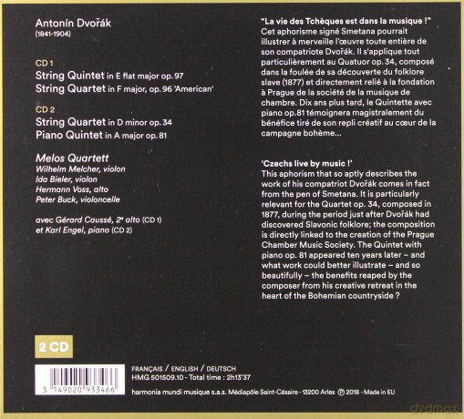 Dvorak: String Quintets String Quartets Melos Quartett (digipack) [2CD]