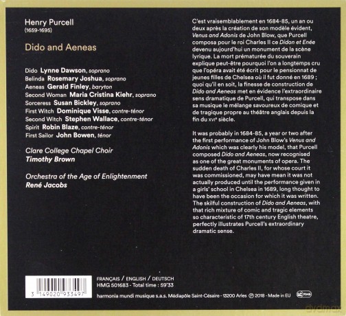 Purcell: Dido And Aeneas Jacobs (digipack) [CD]