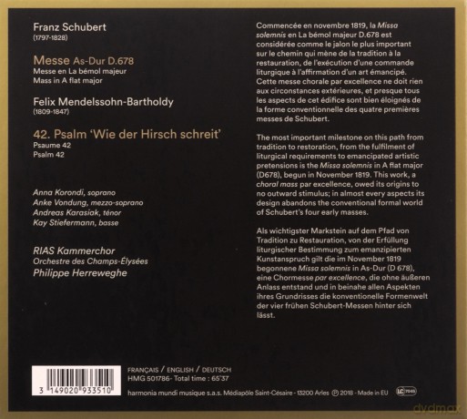 Schubert: Mass In A Flat Major Herreweghe (digipack) [CD]