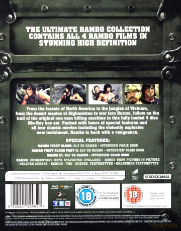Rambo 1-4 (Rambo: Pierwsza krew / Rambo 2 / Rambo 3 / John Rambo) [4xBlu-Ray]