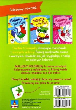 Warzywa i owoce. Maluchy kolorują - Agata Nowak [KSIĄŻKA]