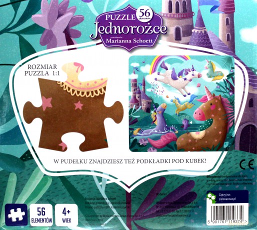 ZIELONA SOWA 56 el. Jednorożce [PUZZLE]