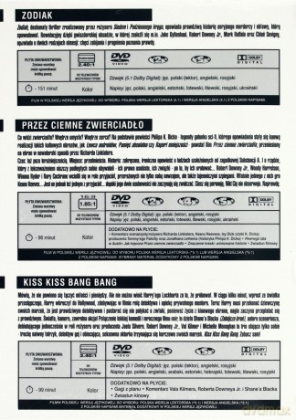 Robert Downey Jr.: Kiss Kiss Bang Bang / Przez ciemne zwierciadło / Zodiak [BOX] [3DVD]