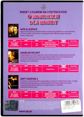 O kobietach dla kobiet: Kate i Leopold / Angielski Pacjent / Dirty Dancing 2 [3DVD]