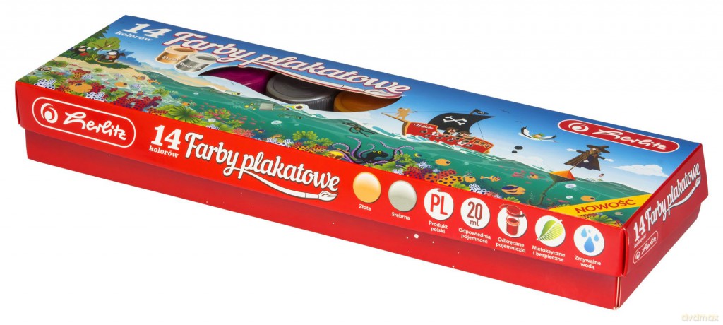 Farby plakatowe szkolne 14 kolorów premium