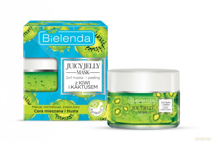 Bielenda Juicy Jelly Mask 2w1 maska + peeling z kiwi i kaktusem - cera tłusta i mieszana 50g