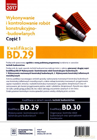 Wykonywanie robót konstrukcyjnobudowlanych BD.29 cz.1 - Mirosław Kozłowski, Tadeusz Maj, Mirosława Popek [KSIĄŻKA]