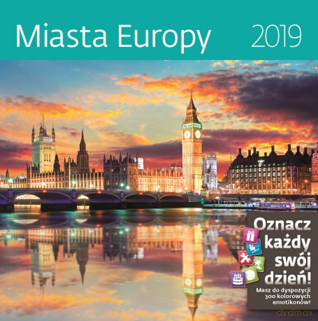 Kalendarz 2019 miasta europy 30x30 z naklejkami [KALENDARZ]