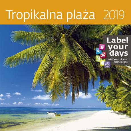 Kalendarz 2019 tropikalna plaża 30x30 z naklejkami [KALENDARZ]