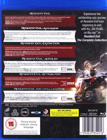 Resident Evil: The Complete Collection (Resident Evil / Resident Evil 2: Apokalipsa / Resident Evil: Zagłada / Resident Evil: Afterlife / Resident Evil: Retrybucja / Resident Evil: Ostatni rozdział) [6xBlu-ray]