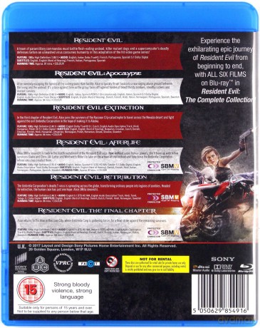 Resident Evil: The Complete Collection (Resident Evil / Resident Evil 2: Apokalipsa / Resident Evil: Zagłada / Resident Evil: Afterlife / Resident Evil: Retrybucja / Resident Evil: Ostatni rozdział) [6xBlu-ray]