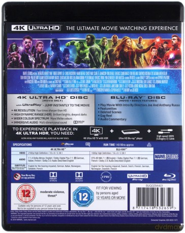 Avengers Infinity War (Avengers: Wojna bez granic) [Blu-Ray 4K]+[Blu-Ray]