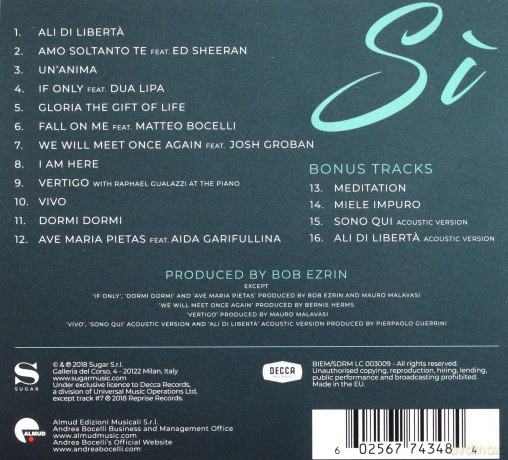 Andrea Bocelli: Si (Deluxe) (digipack) [CD]