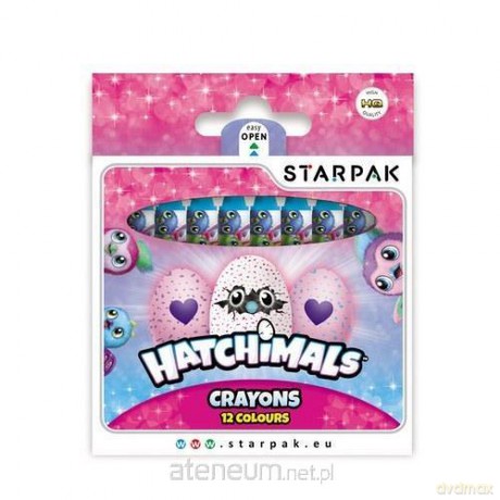Kredki woskowe 12 kolorów Hatchimals