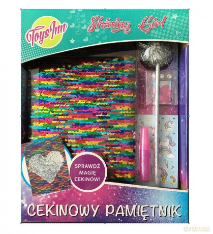 Pamiętnik cekinowy z akcesoriami multikolor-srebrny