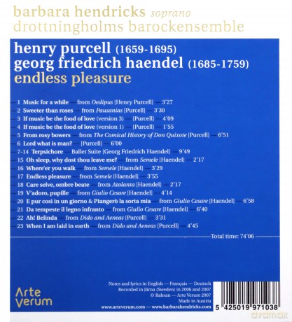 Barbara Hendricks: Purcell/Haendel- Endless Pleasure [CD]