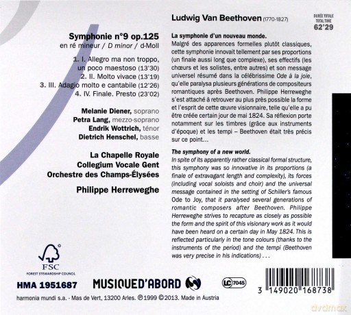 Beethoven: Symphony No 9 Herreweghe [CD]