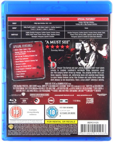 Sweeney Todd The Demon Barber Of Fleet Street [Blu-Ray]