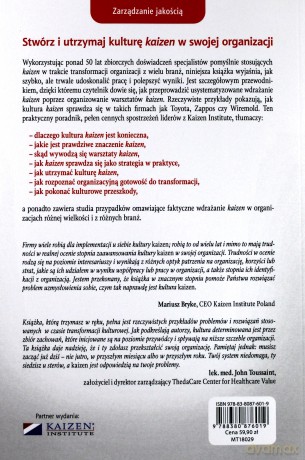 Kultura kaizen. Budowanie i utrzymanie kultury ciągłego doskonalenia [KSIĄŻKA]