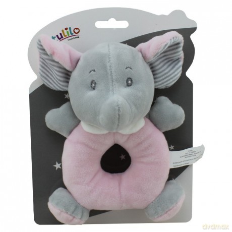 Grzechotka New Baby Słonik w kolorze różowym 18 cm
