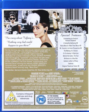 Breakfast At Tiffanys (Śniadanie u Tiffany'ego) [Blu-Ray]