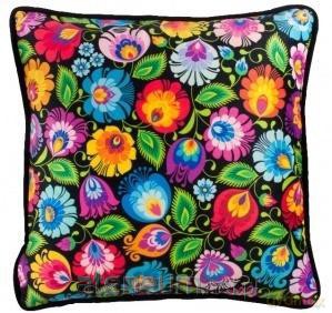 Poszewka - łowicka czarna 45 cm