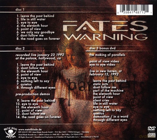Fates Warning: Parallels Limited Edition (digipack) [2CD]+[DVD]
