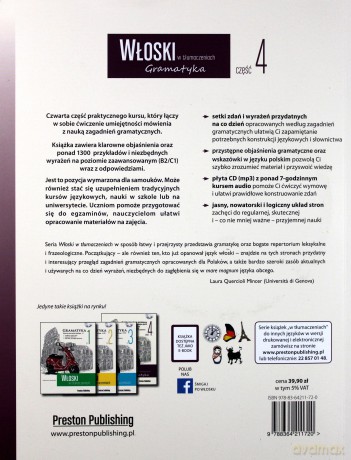 Gramatyka 4 poziom B2-C1 włoski w tłumaczeniach [KSIĄŻKA]