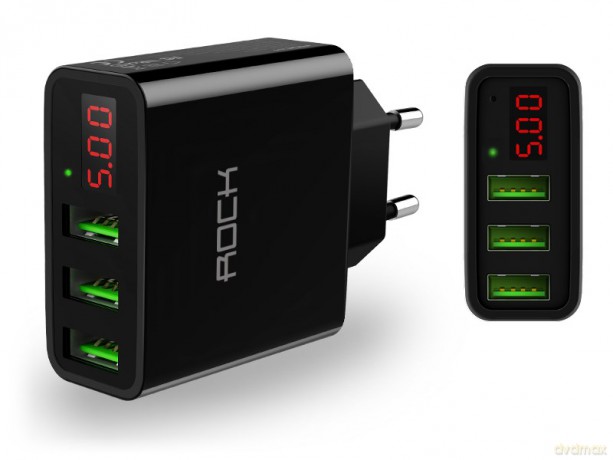Ładowarka Sieciowa 3x USB ROCK LED 3,0A