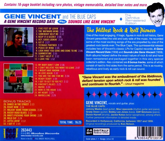 Gene Vincent: A Gene Vincent Record Date + Sounds Like Gene Vincent [CD]