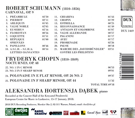 Aleksandra Hortensja Dąbek: Schumann, Chopin. Muzyka Fortepianowa [CD]